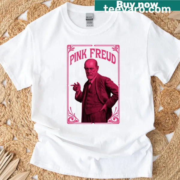 Playful Pink Freud t-shirt with stylized text