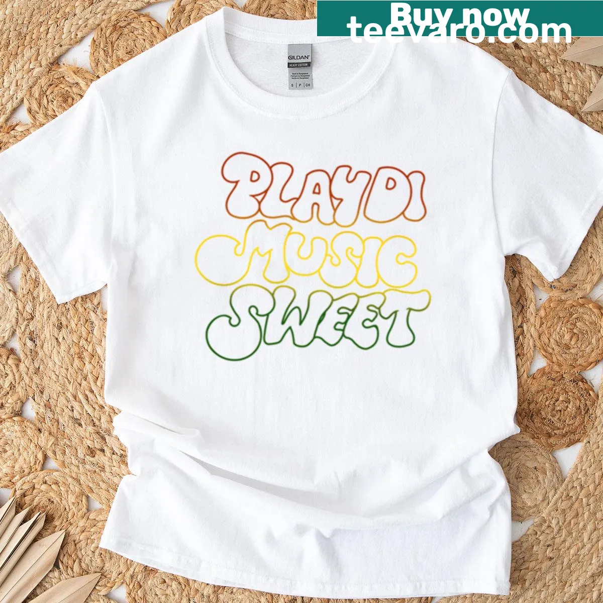 Cute t-shirt with playful cartoon design and musical theme — on a men's t-shirt