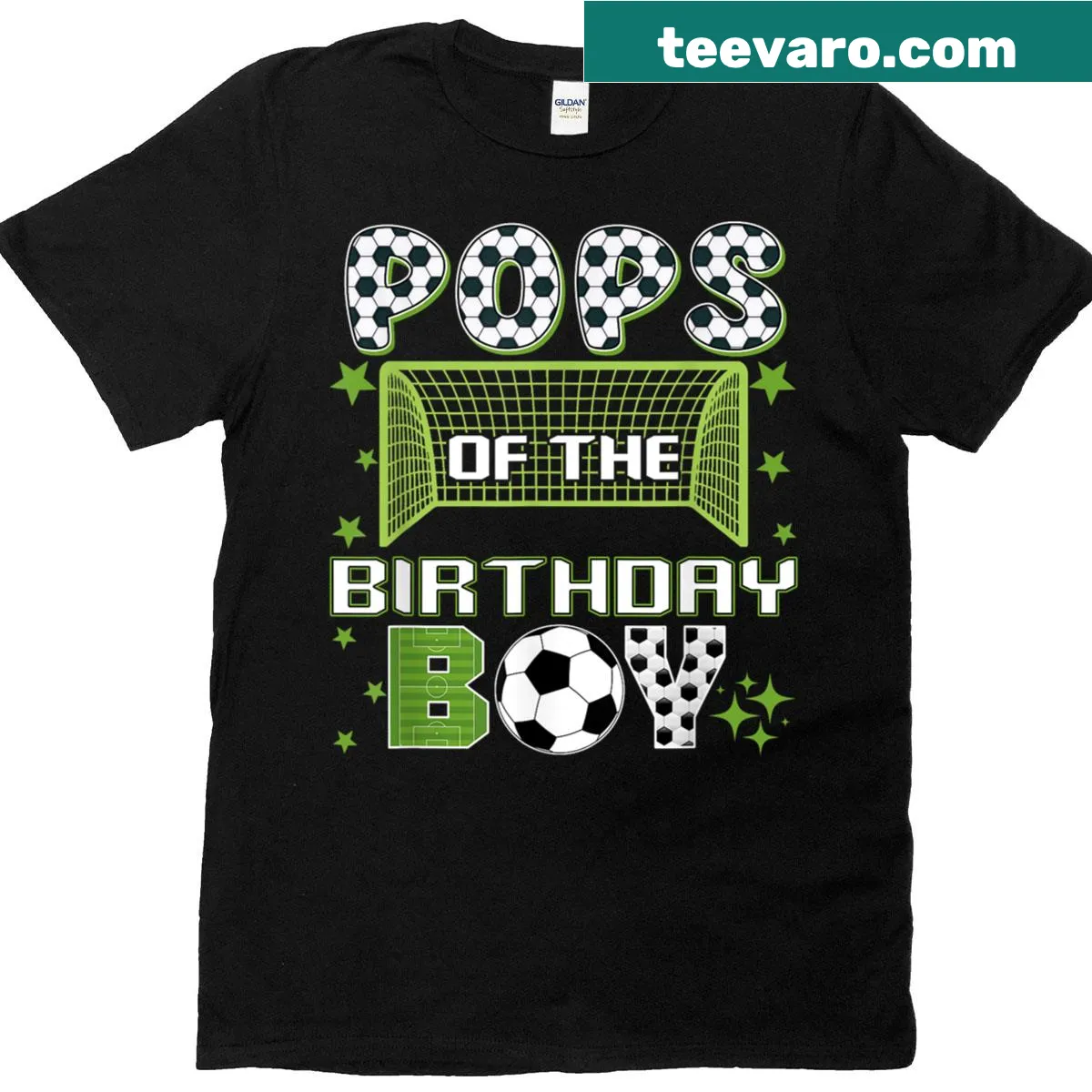 Birthday-themed T-shirt for dads with soccer design — on a men's t-shirt