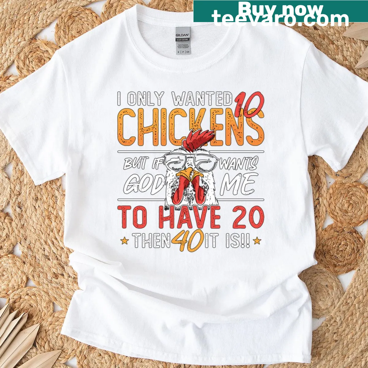 Funny poultry farmer t-shirt with humorous text — on a men's t-shirt