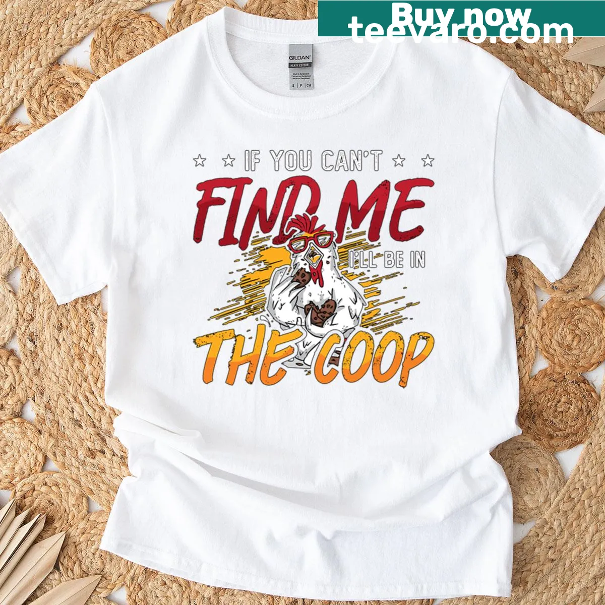 Oversized poultry farmer t-shirt with a humorous design — on a men's t-shirt