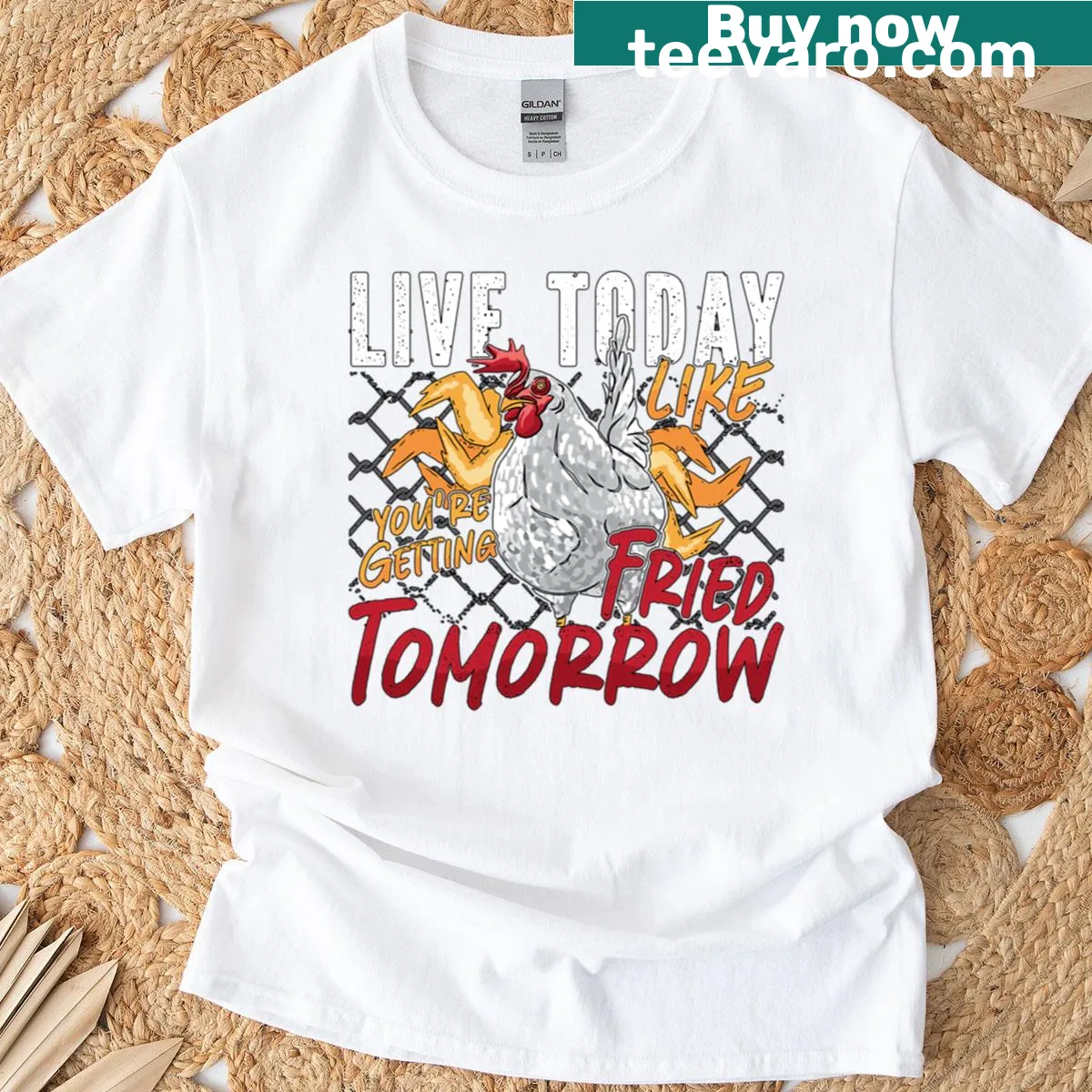Oversized T-shirt with 'Live Today Like a Poultry Breeder' message for farmers. — on a men's t-shirt