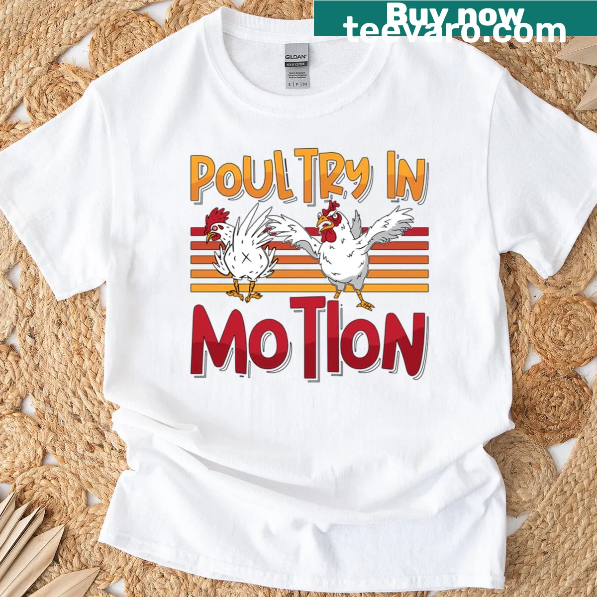 Illustration of chickens in motion on a Poultry Farmer t-shirt — on a men's t-shirt