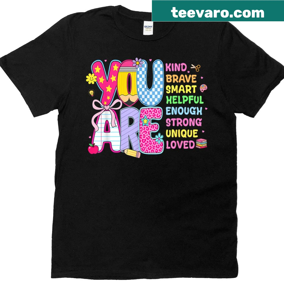Inspirational shirt for kids with 'You Are Kind' text — on a men's t-shirt