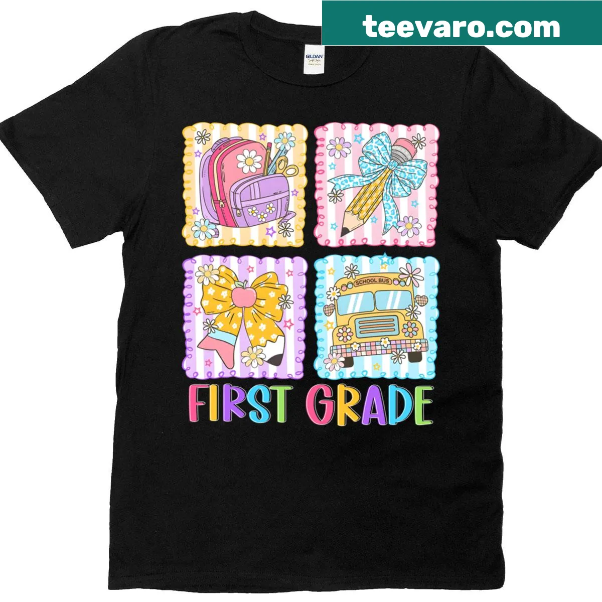 Cute T-shirt with 'Hello 1st Grade' design for kids — on a men's t-shirt