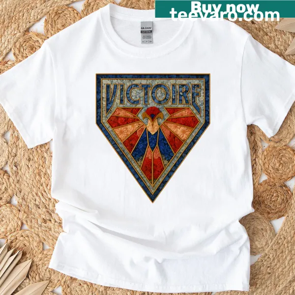 Stained glass design featuring PWHL Montreal Victoire on a t-shirt
