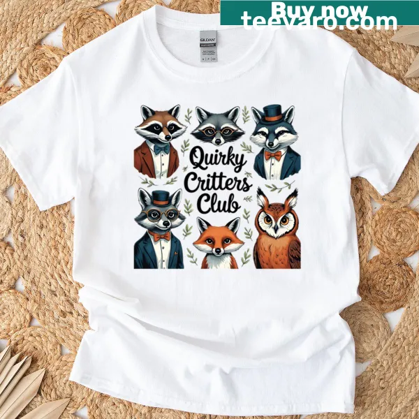 T-shirt featuring quirky cartoon animals in a playful design
