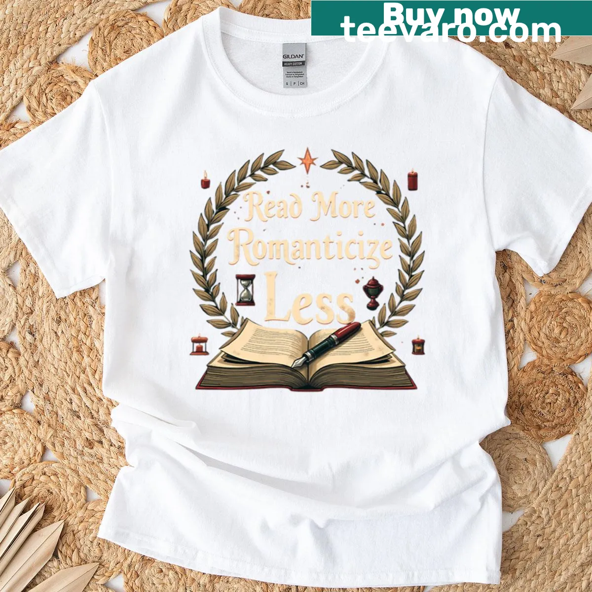 Dark Academia aesthetic typography t-shirt with thoughtful slogan — on a men's t-shirt