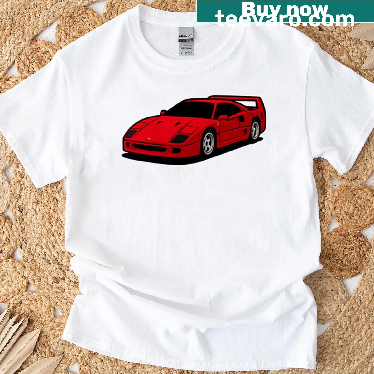 Illustration of a red supercar on a T-shirt. — on a men's t-shirt