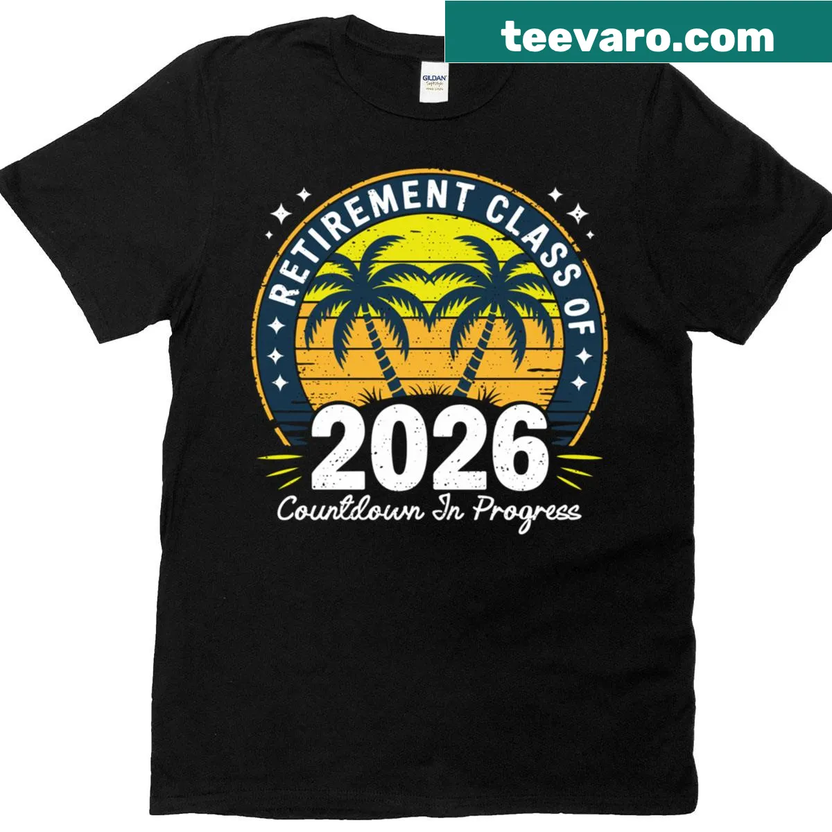 Funny retirement t-shirt with 'Countdown In Progress' text — on a men's t-shirt