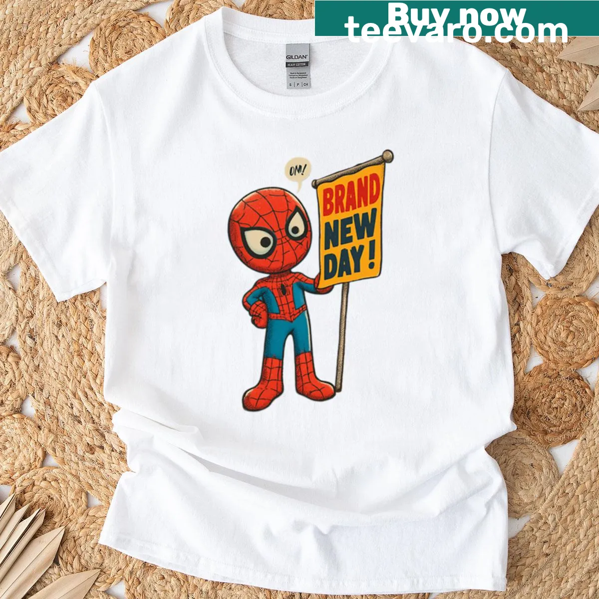 Retro superhero graphic on an optimistic T-shirt — on a men's t-shirt