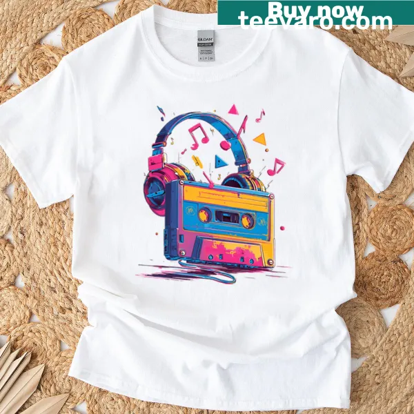 Retro cassette player design on a nostalgic t-shirt