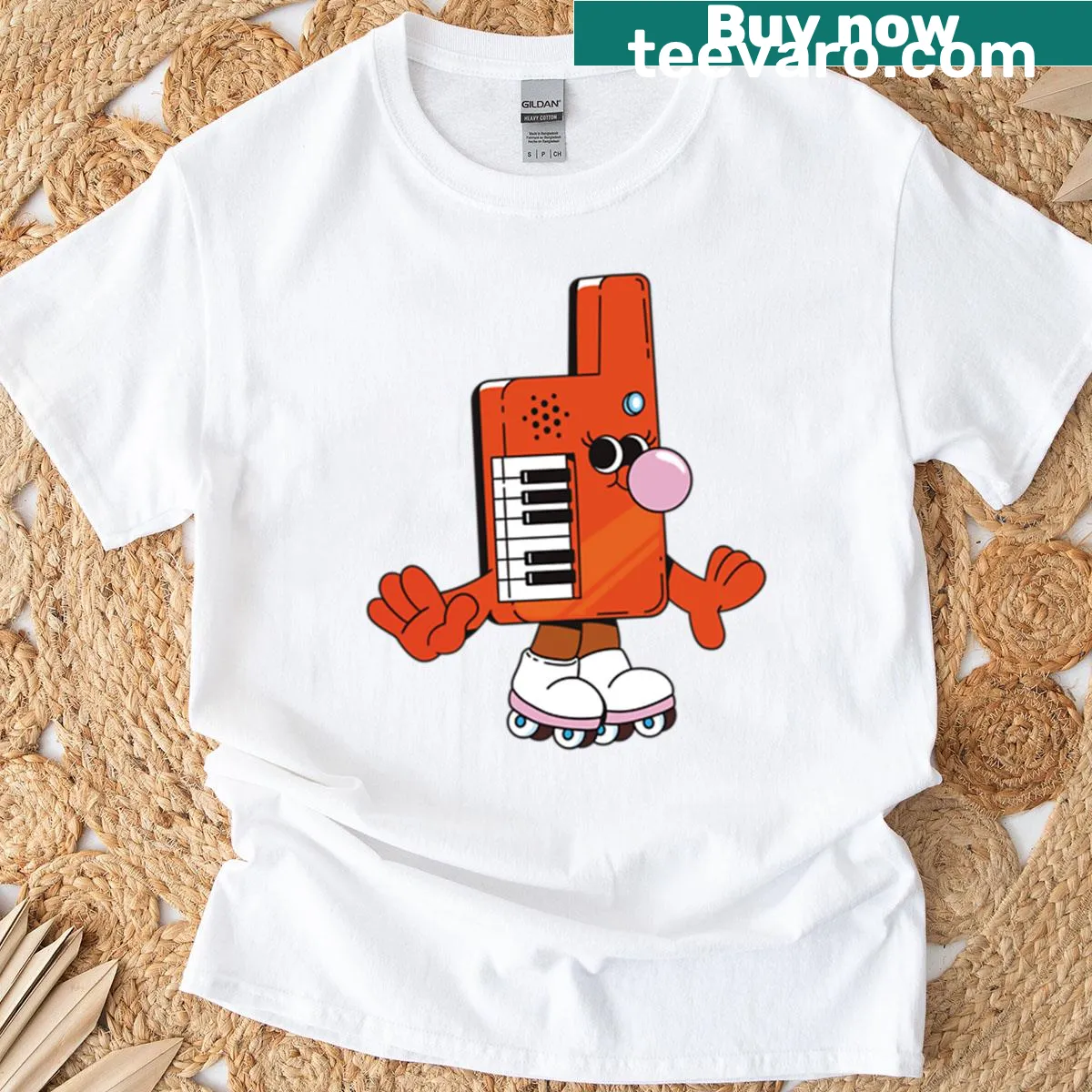 T-shirt featuring a retro music character from a 90s cartoon — on a men's t-shirt