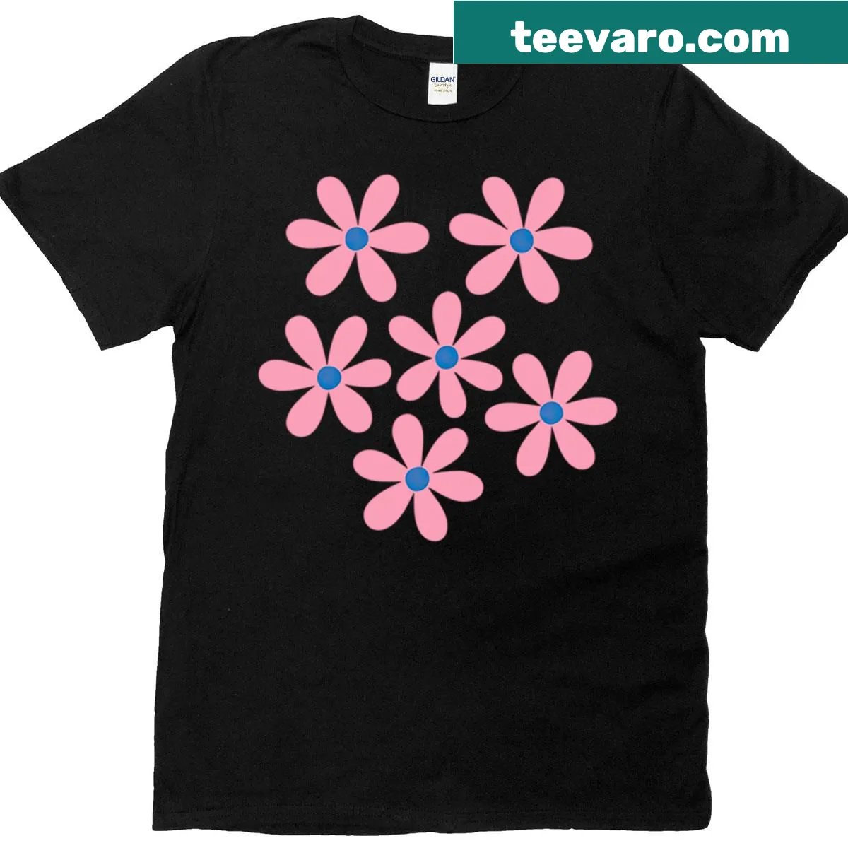 Floral retro daisy pattern on an active t-shirt — on a men's t-shirt