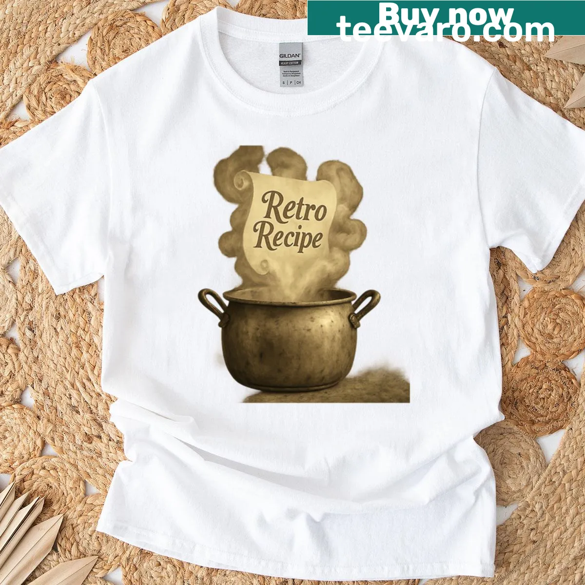 Minimalist badge emblem t-shirt celebrating recipes and cooking — on a men's t-shirt