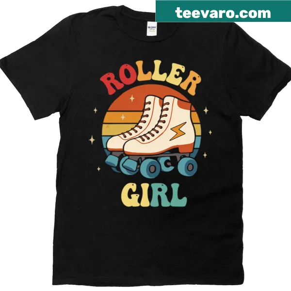 Illustration of a roller skating girl on a T-shirt