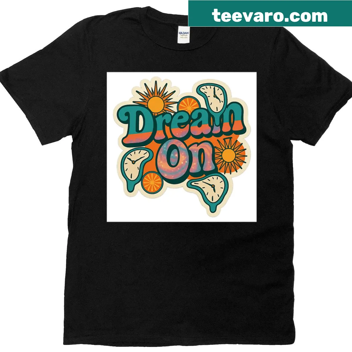 Typography design featuring surreal dream imagery on a t-shirt — on a men's t-shirt