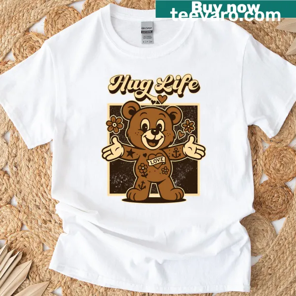 Cute Retro T-shirt featuring a tattoo-style teddy bear illustration