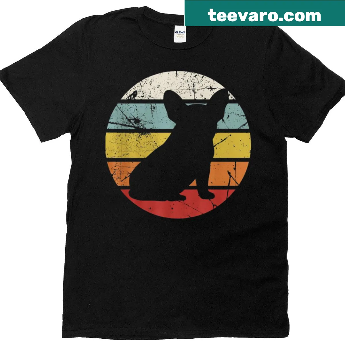 Vintage sunset graphic featuring a French Bulldog — on a men's t-shirt