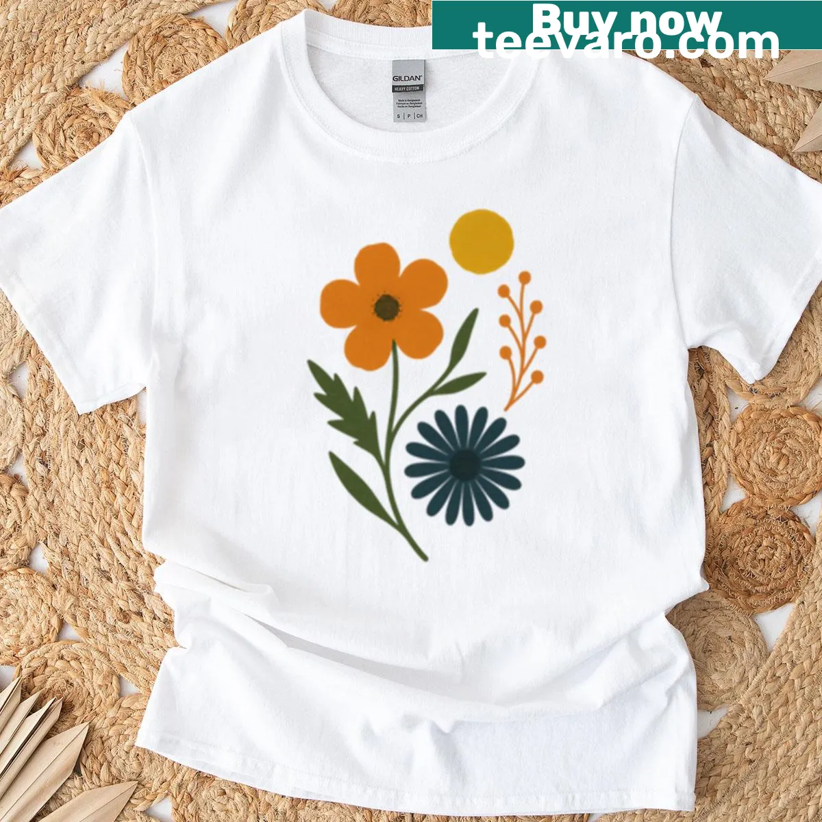 Graphic of wildflowers in bloom on T-shirt — on a men's t-shirt