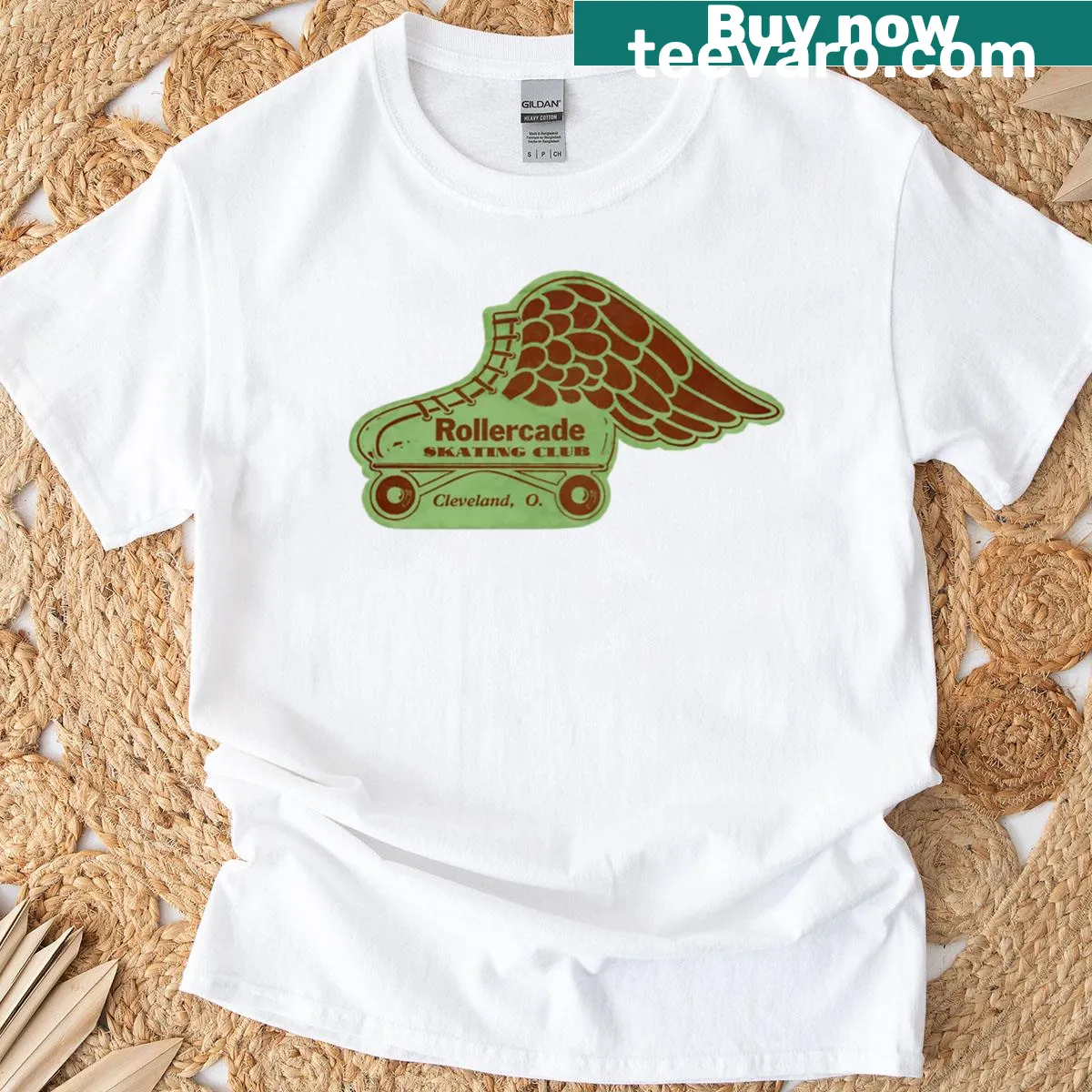 Nostalgic t-shirt featuring Rollercade Cleveland roller skating rink design — on a men's t-shirt