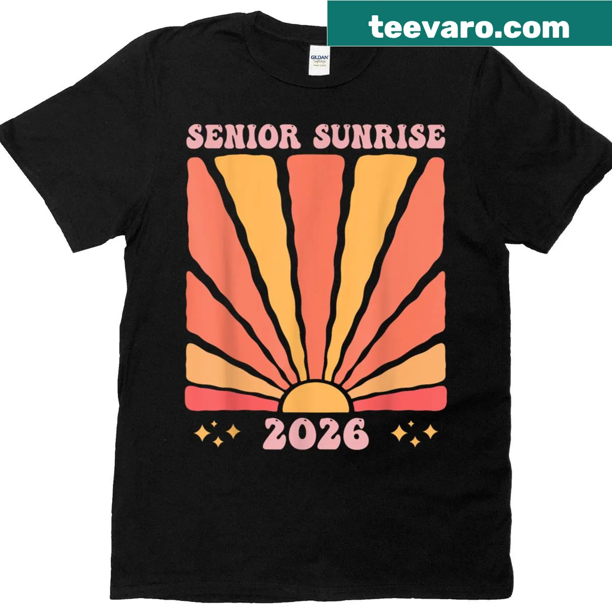 Whimsical Senior Sunrise 2026 design T-shirt for high school juniors — on a men's t-shirt