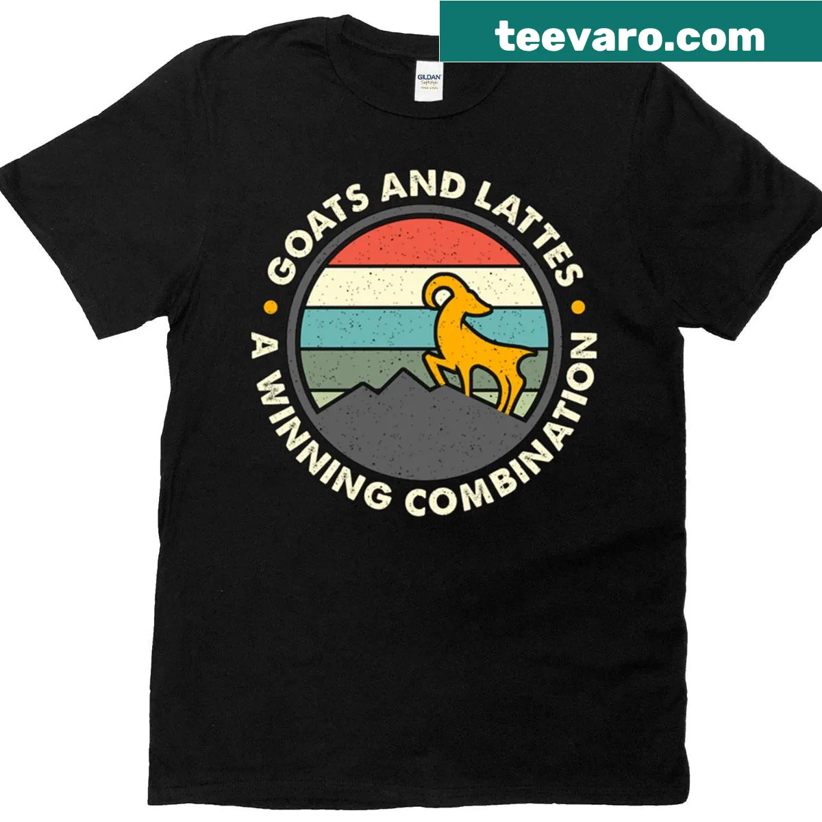 T-shirt celebrating sheep and goat farming with latte design — on a men's t-shirt