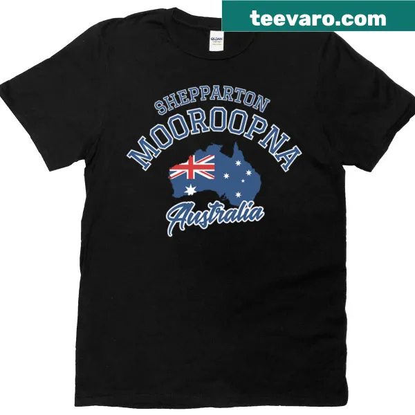 Illustrated Sheppartonmooroopna Australia t-shirt showcasing local landmarks