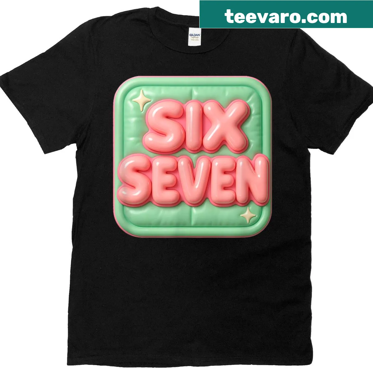 Funny meme t-shirt featuring the Six Seven phrase — on a men's t-shirt