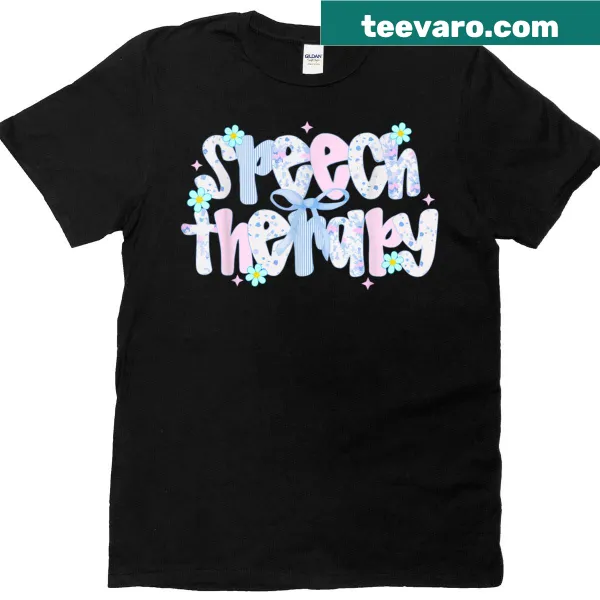 T-shirt featuring floral design and SLP bow for speech therapists