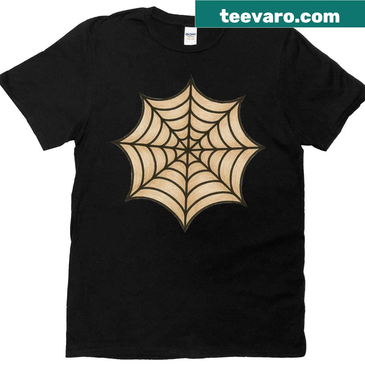 Vintage spiderweb illustration Halloween t-shirt with oversized fit — on a men's t-shirt