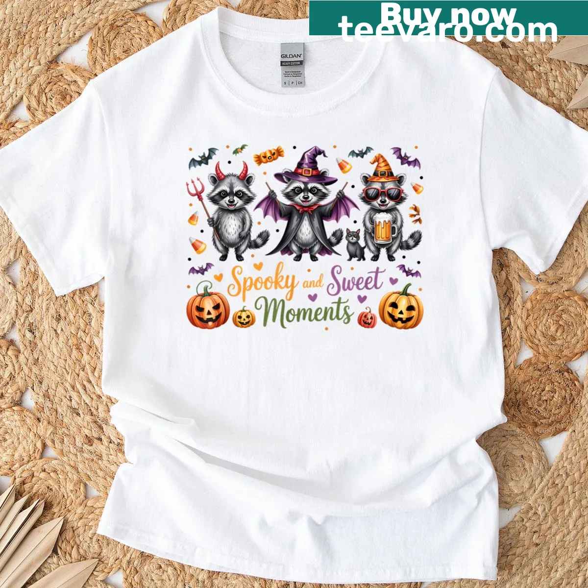 Cute raccoon illustration for Halloween on a T-shirt — on a men's t-shirt