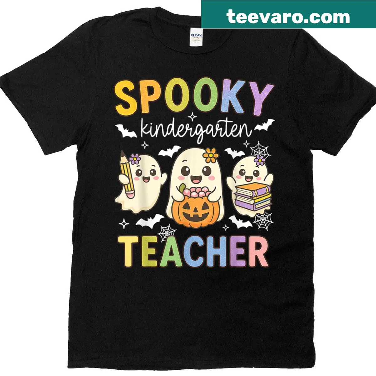 Cute ghost Halloween t-shirt for kindergarten teachers — on a men's t-shirt