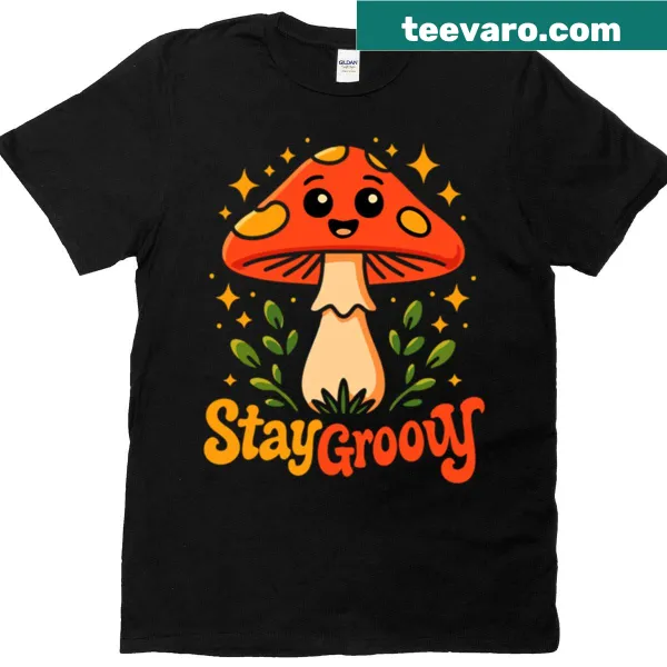 Playful retro mushroom graphic on a cute T-shirt