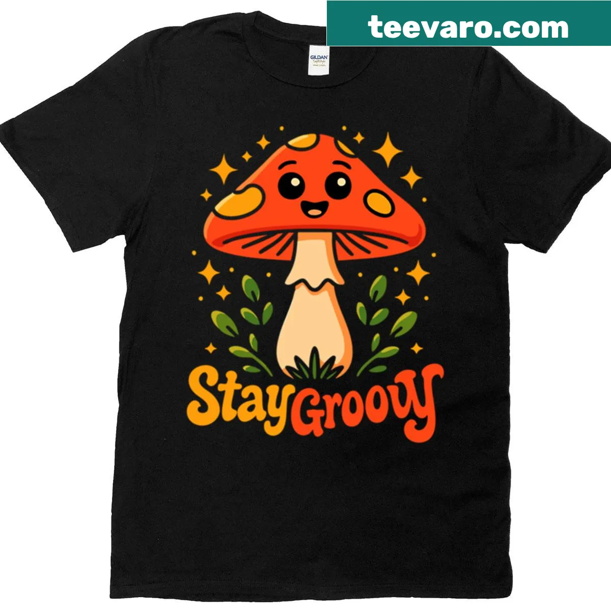 Playful retro mushroom graphic on a cute T-shirt — on a men's t-shirt