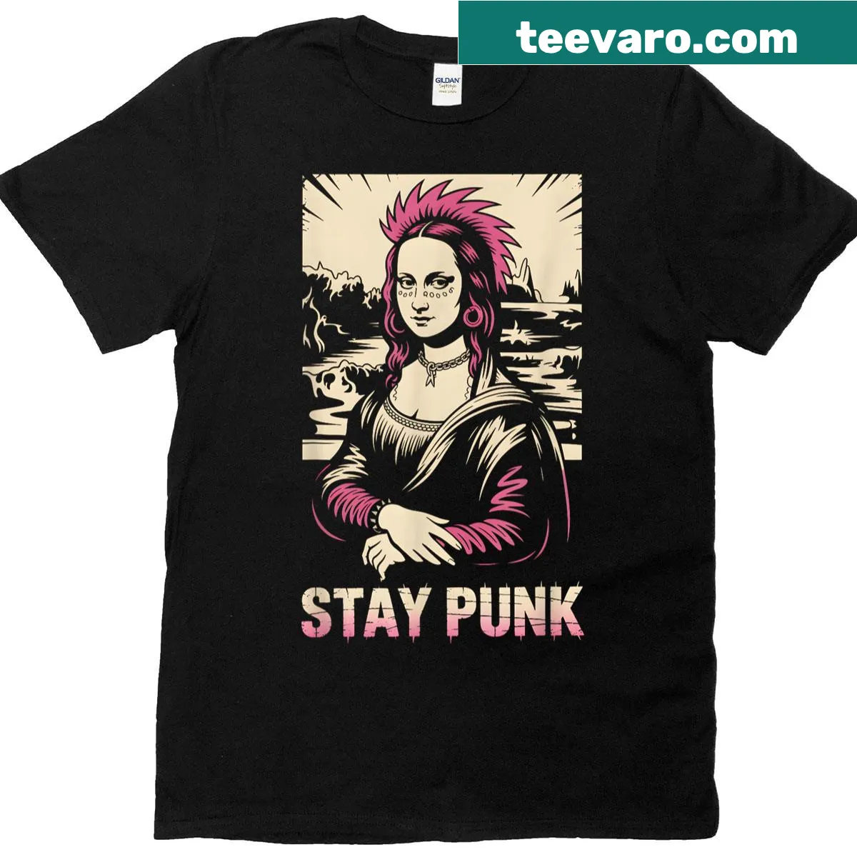Punk rock art parody funny T-shirt — on a men's t-shirt