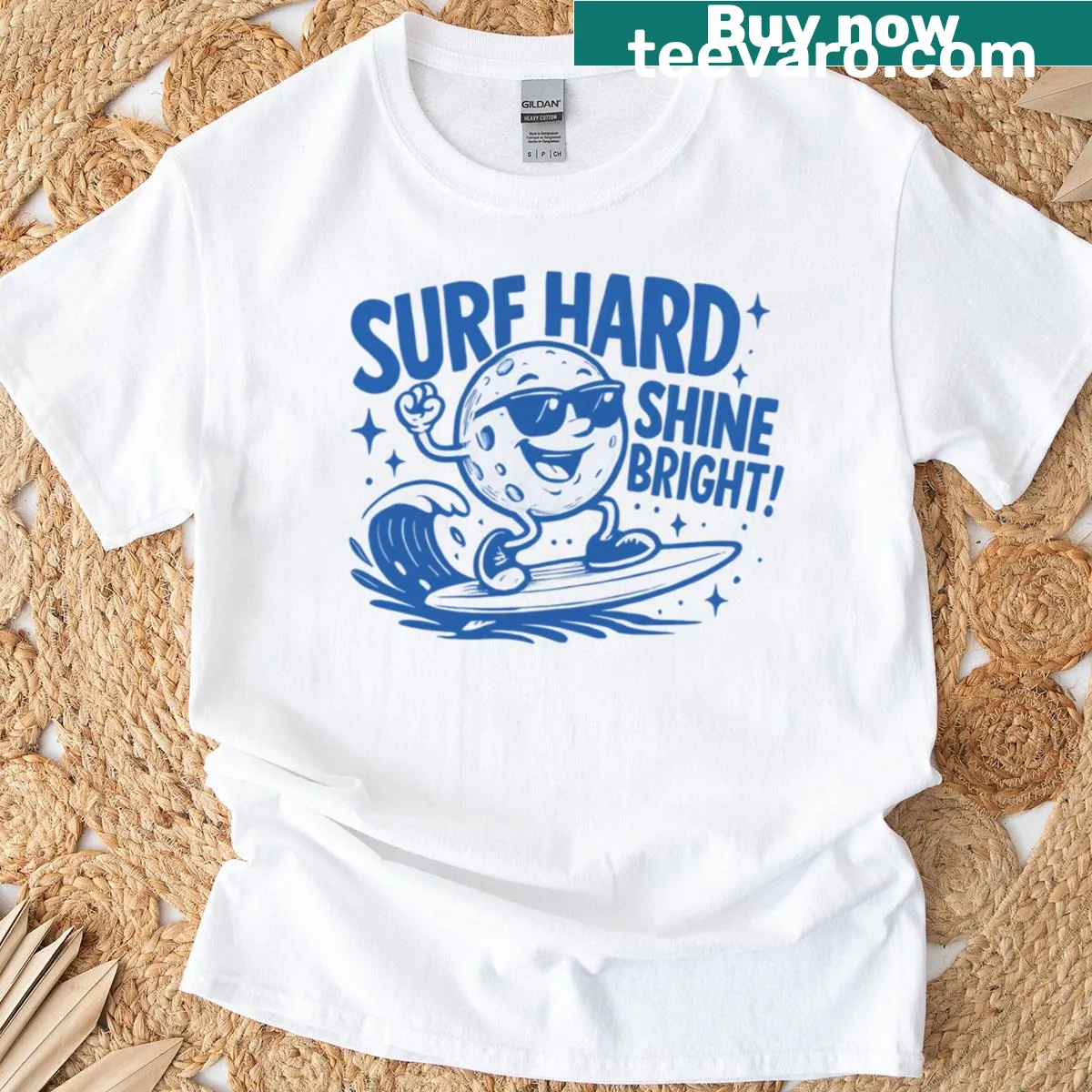 Funny sun surfer graphic on a T-shirt — on a men's t-shirt