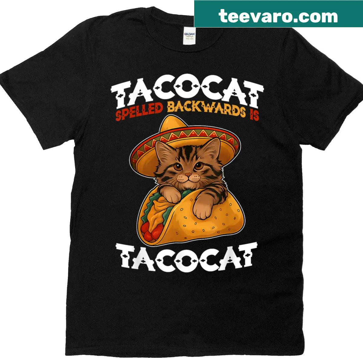 Funny t-shirt with 'Tacocat' graphic and clever saying — on a men's t-shirt