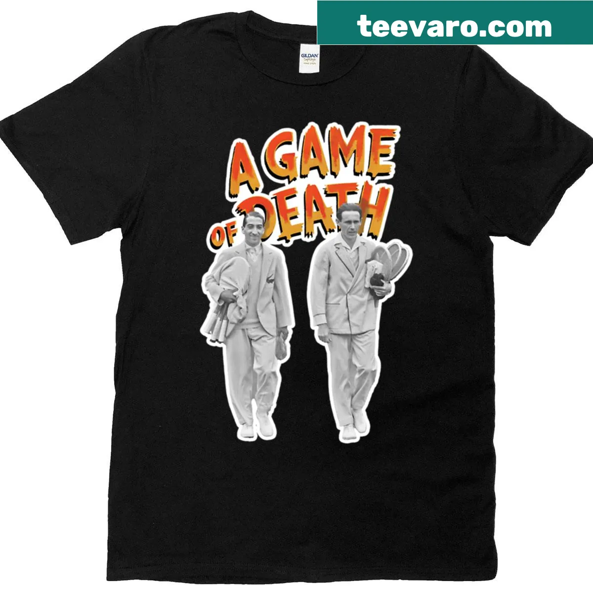 Edgy tennis t-shirt featuring bold text — on a men's t-shirt