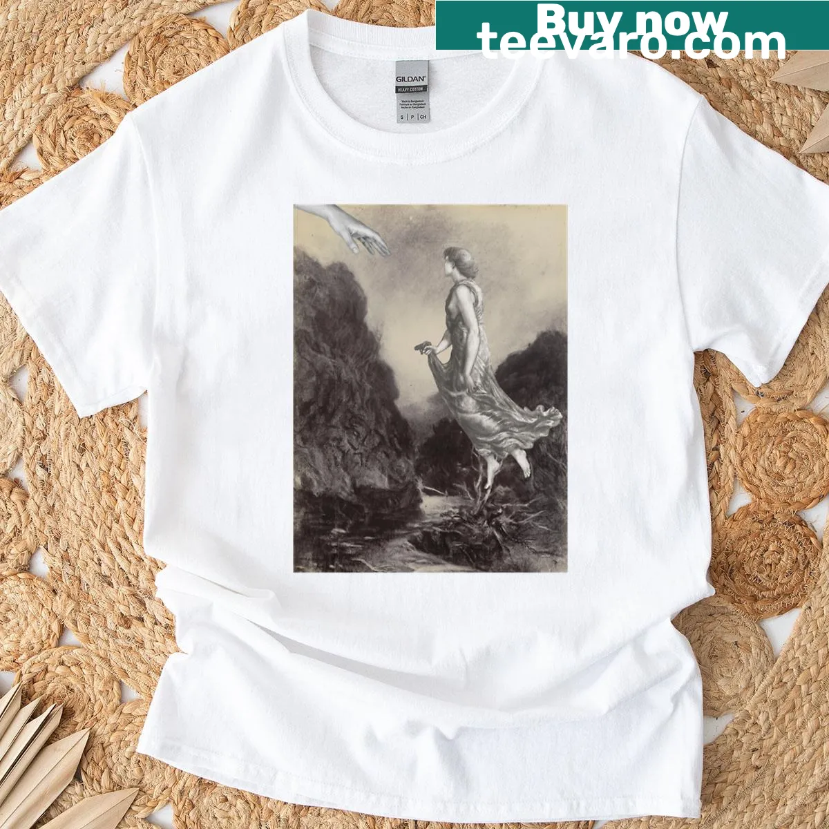 Minimalist oversized T-shirt with abstract typography design — on a men's t-shirt
