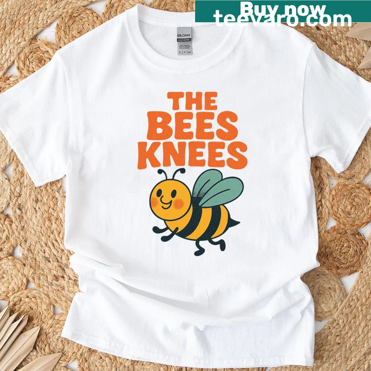Cute bee pun T-shirt featuring whimsical bee illustration — on a men's t-shirt