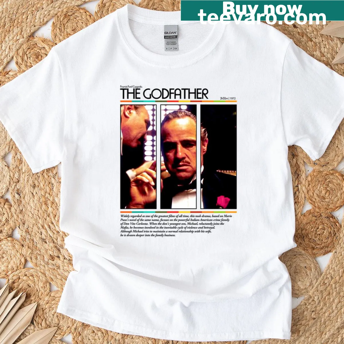 Typography referencing The Godfather on a T-shirt — on a men's t-shirt