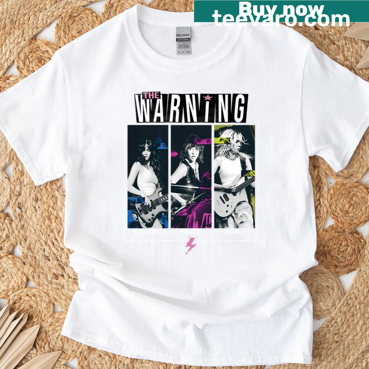 Concert-themed T-shirt featuring a bold tri-color design — on a men's t-shirt