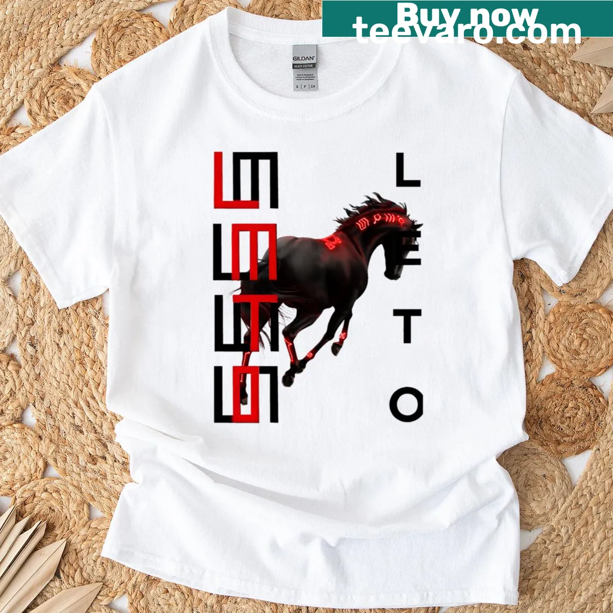 Minimalist t-shirt featuring abstract typography design — on a men's t-shirt