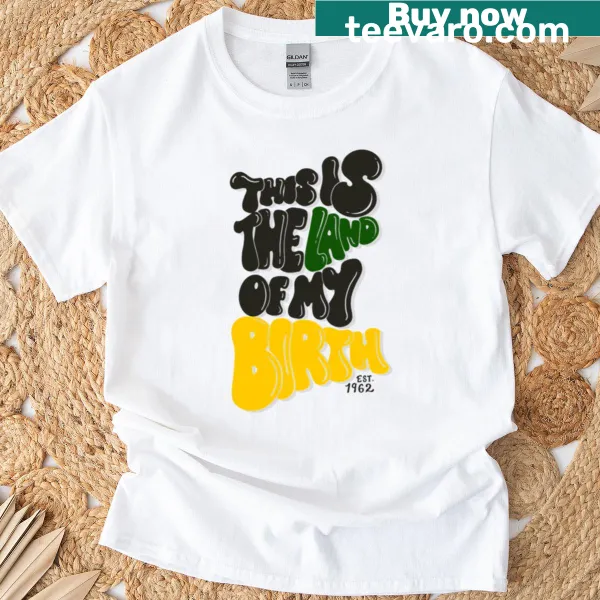 Oversized t-shirt with bold typography celebrating birthplace