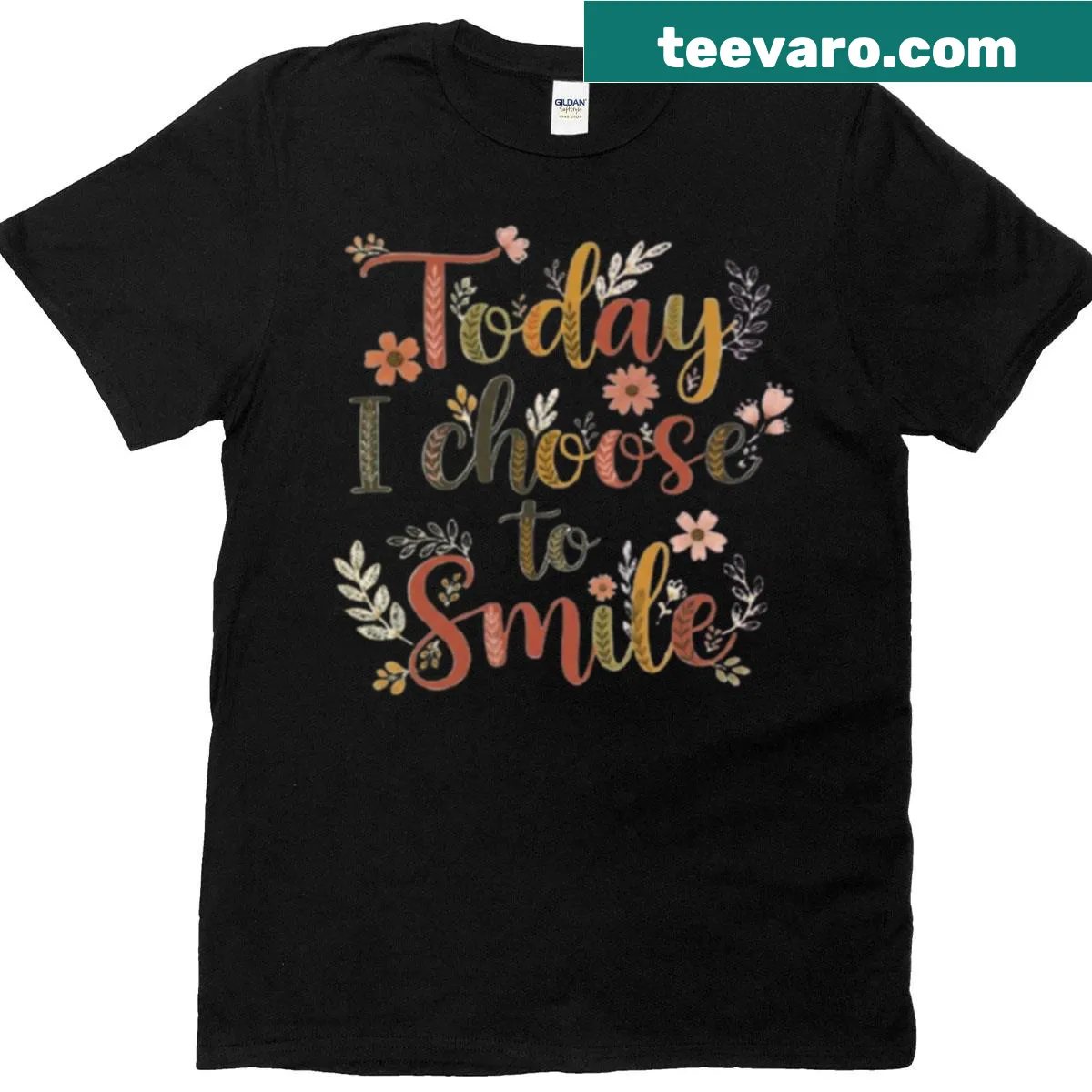 T-shirt featuring the phrase 'Today I Choose To Smile' with floral designs — on a men's t-shirt