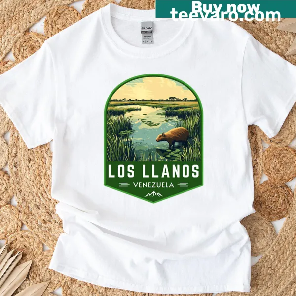 Vintage travel art badge t-shirt for Los Llanos, Venezuela
