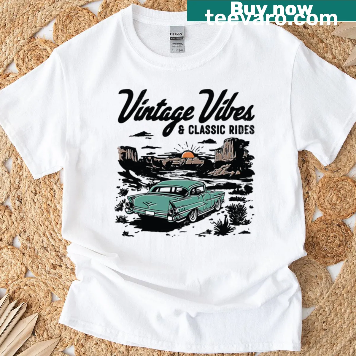 Vintage rides graphic on a distressed t-shirt — on a men's t-shirt