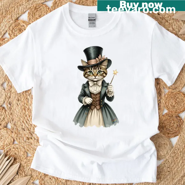 Whimsical Victorian-inspired graphic T-shirt featuring an enchantress
