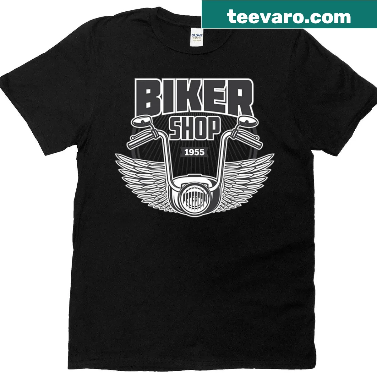 Vintage biker shop t-shirt with classic motorcycle graphic. — on a men's t-shirt